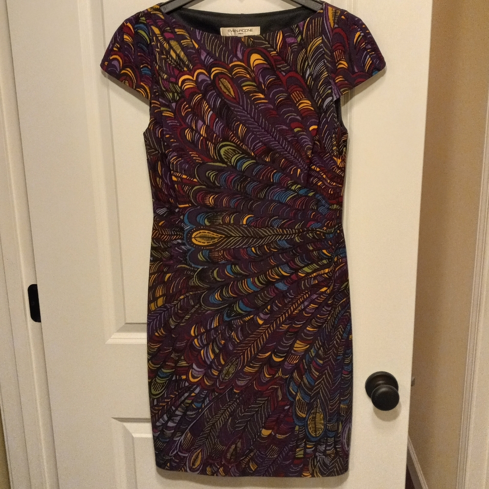 Evan Picone Patterned Dress, Excellent Condition, Size 8, Lined